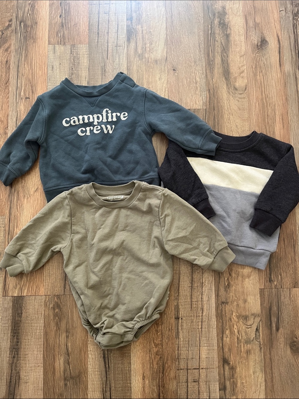 Campfire Crew Kids Sweatshirt + Neutral Sweaters Trio 6-12 months